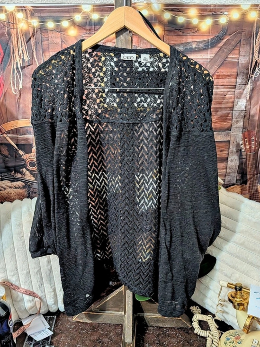 Cato Black Lace Shrug Size XL